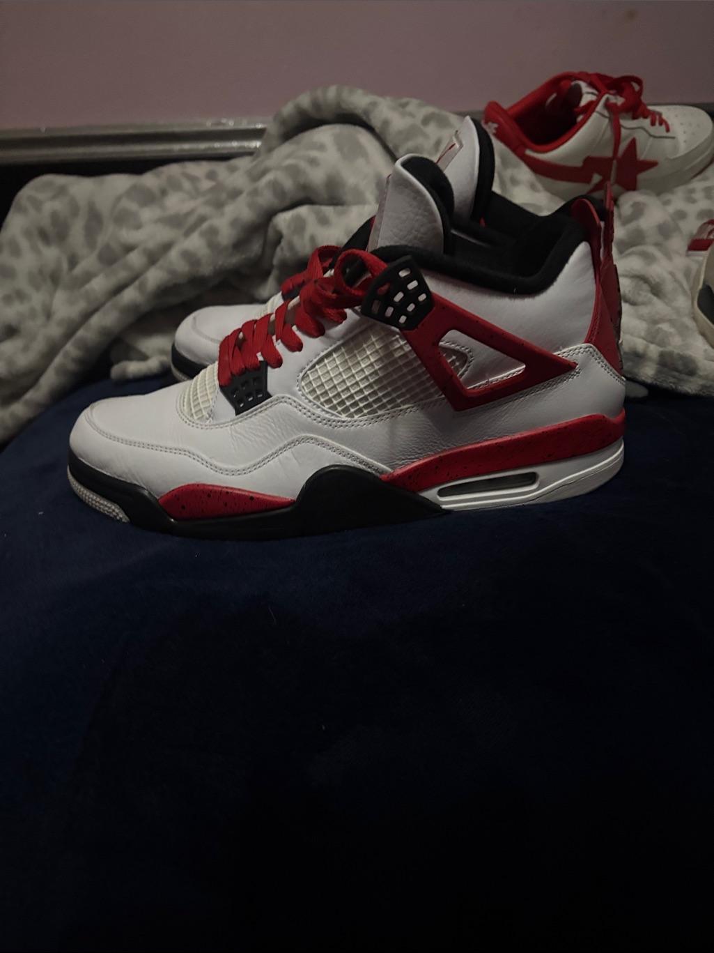 Jordan 4 Red Cement Sneakers In White And Red